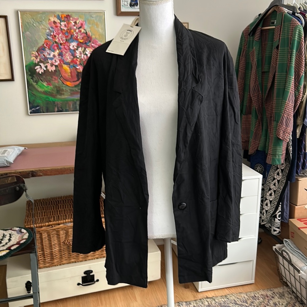 UO Landon West for Urban Renewal Black Cotton Blazer Large NWT